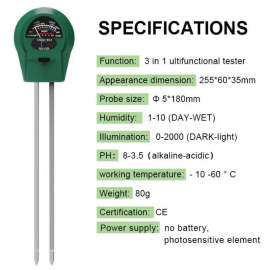 PH Meter Tanah Alat Ukur Kelembaban Soil Tester