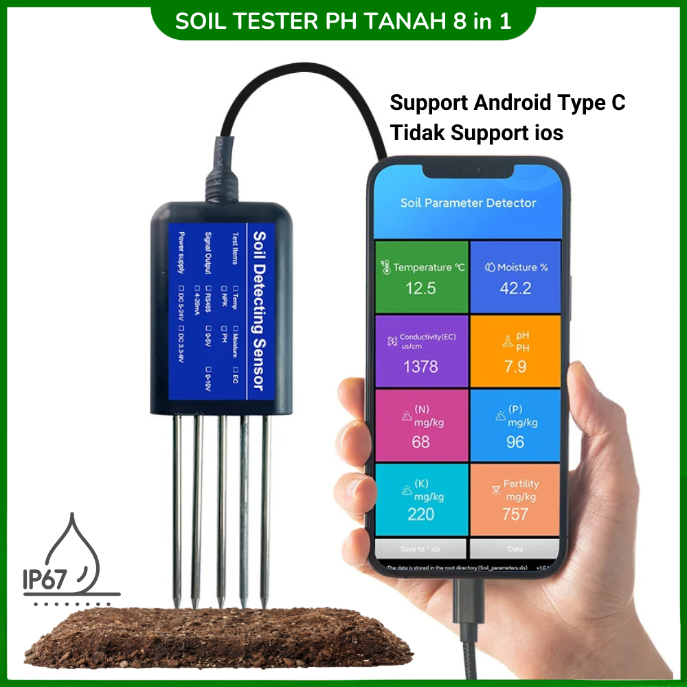 Soil Tester PH Tanah 8 in 1 Fertility Moisture