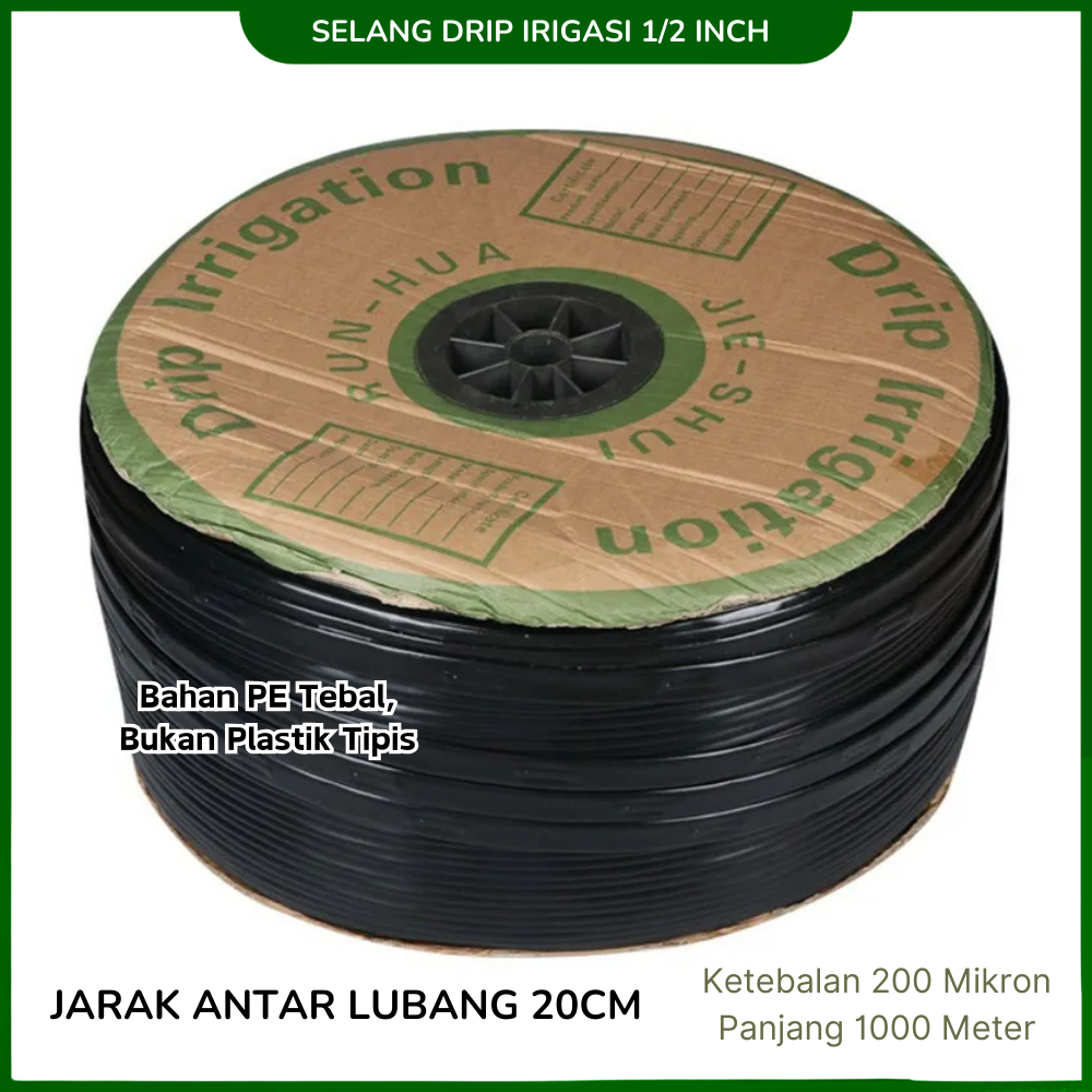 Selang Drip Irigasi Pertanian Pipa 1/2 Inch Panjang 1000 Meter