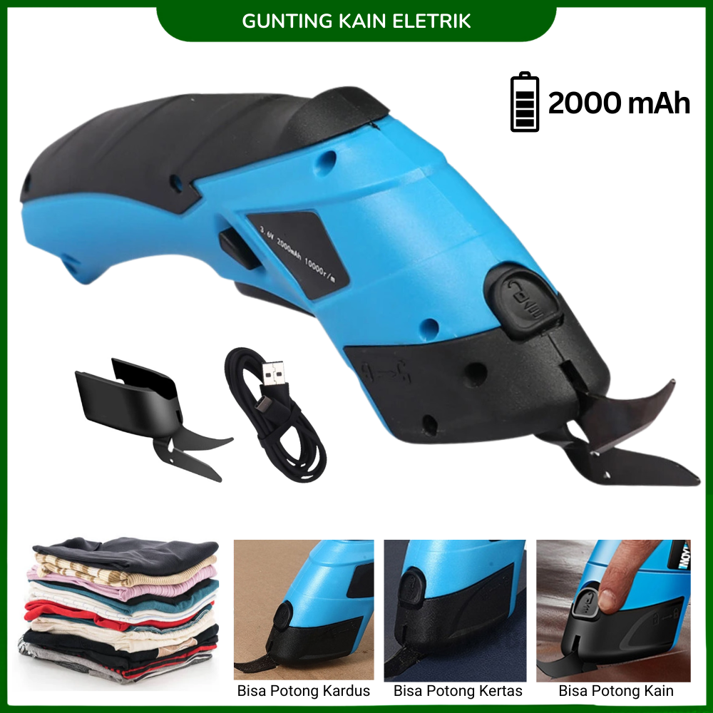 Gunting Kain Elektrik Power Baterai 2000 mAh