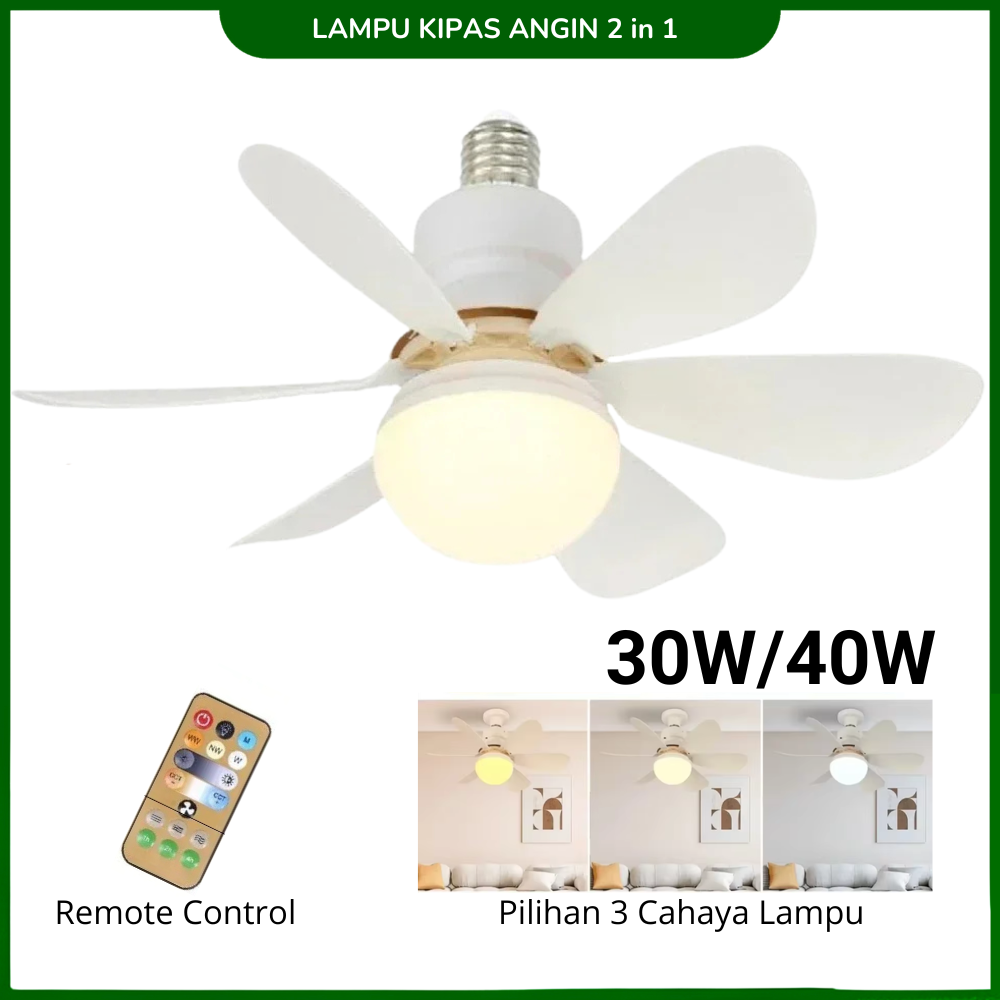 Lampu Kipas Angin Remote Control Bohlam LED