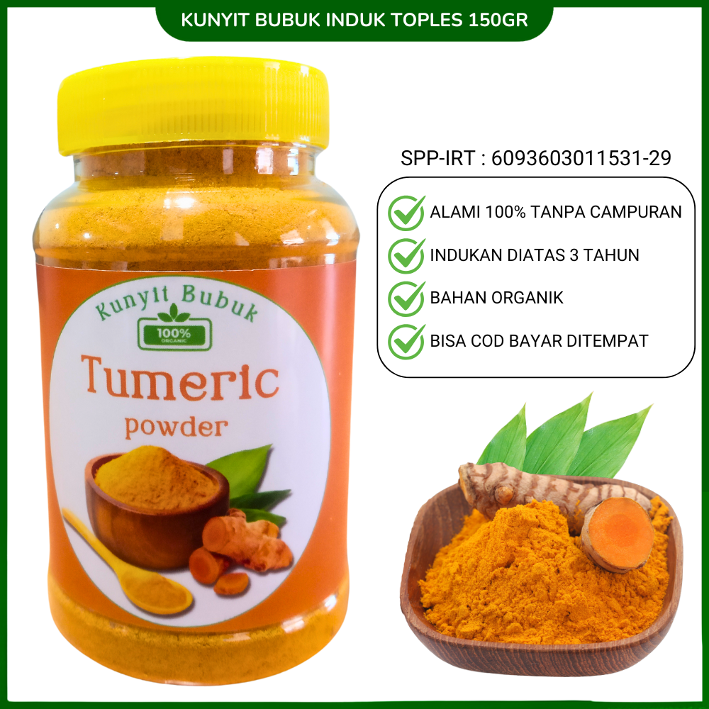 Kunyit Bubuk Herbal Asli 100% Kunyit Induk Umur 3 Tahun