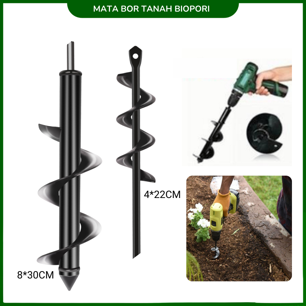 Mata Bor Biopori Resapan Titanium Spiral Penggali Tanah