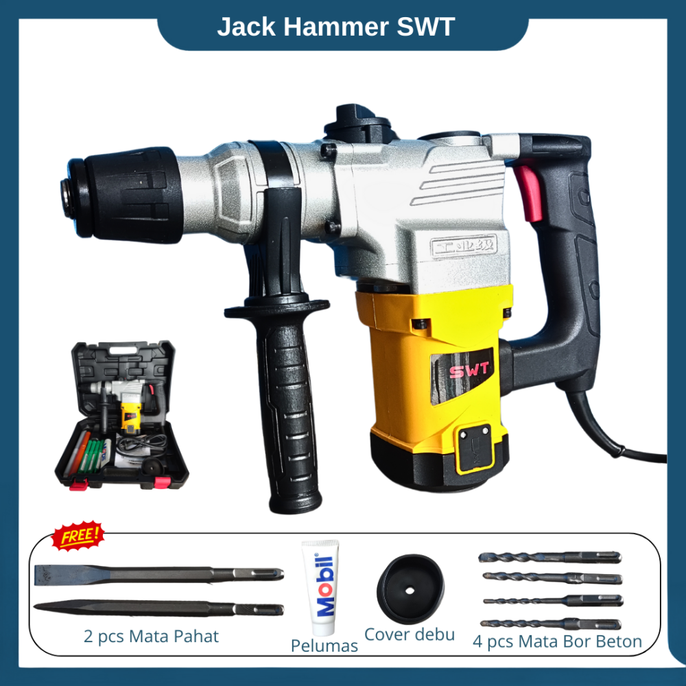 Jack Hammer Bor Listrik Drill Mesin Bobok Beton Lengkap