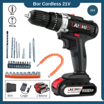 Bor Baterai 21 volt Lengkap Mesin Bor Portable obeng drill lengkap koper