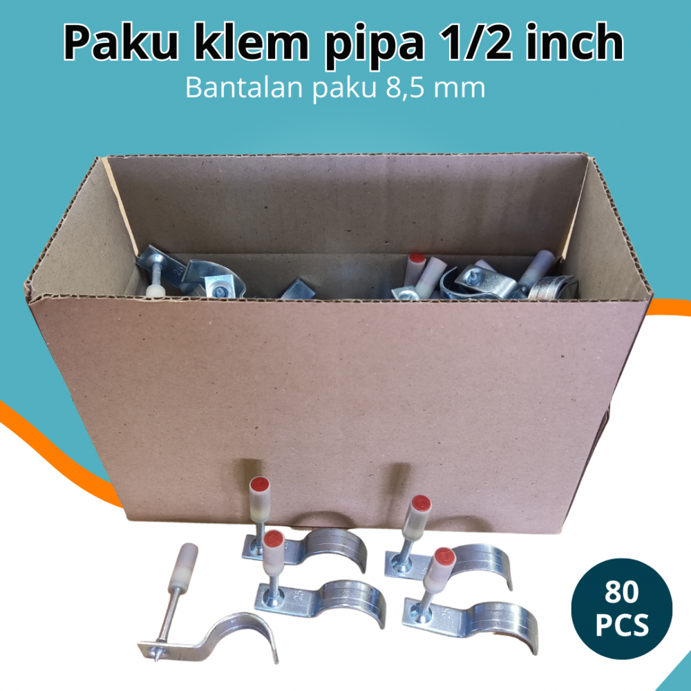 Paku Klem Pipa 1 per 2 inch Stampset T1000 8 mm 80 pcs
