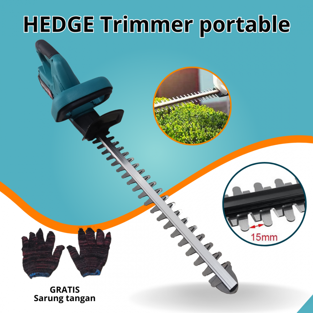 Hedge Trimer pemangkas dahan tanaman pagar portable  baterai 21 volt