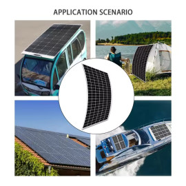 AK Panel Surya Flexible 50W Solar Panel Monocrystaline IP67 Anti Air Dapat Melengkung 258° Untuk Atap Mobil Van RV