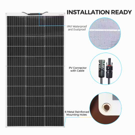 AK Panel Surya Flexible 50W Solar Panel Monocrystaline IP67 Anti Air Dapat Melengkung 258° Untuk Atap Mobil Van RV