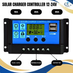 Solar Charger Controller 10A 20A dan 30A LCD LED Display Solar Cell PWM 12V-24V Dual USB