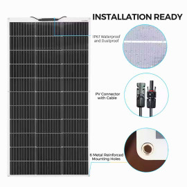 Solar Panel Flexible 100W Panel Surya Monocrystaline IP67 Anti Air Dapat Melengkung 258° Untuk Atap Mobil Van RV