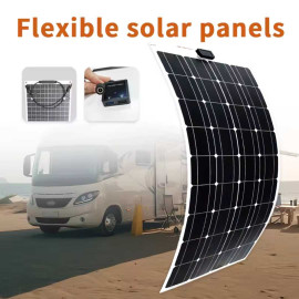 Solar Panel Flexible 100W Panel Surya Monocrystaline IP67 Anti Air Dapat Melengkung 258° Untuk Atap Mobil Van RV