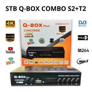 Q-BOX Set Top Box Digital Combo DVB S2+T2 Super HD Support Parabola 