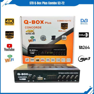 Q-BOX Set Top Box Digital Combo DVB S2+T2 Super HD Support Parabola 