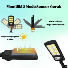 Lampu Jalan Sensor Tenaga Surya 120 COB Lampu Dinding 90W Waterproof