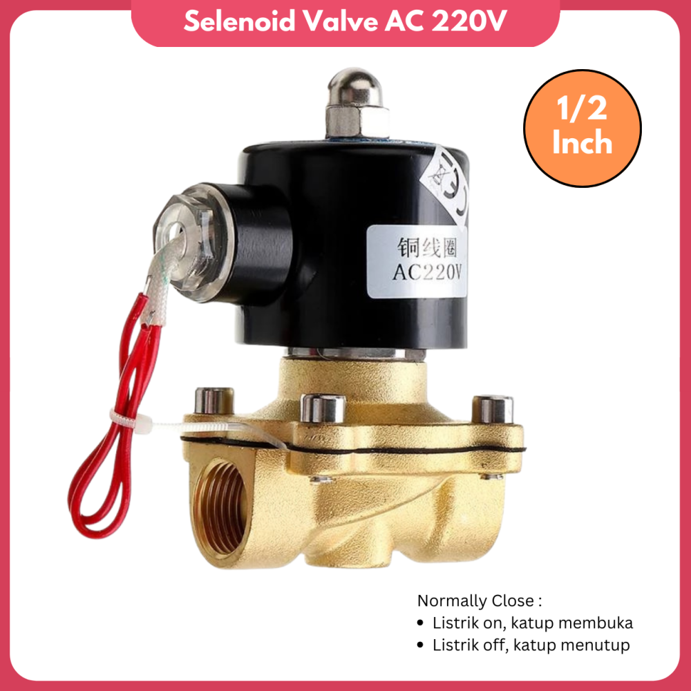 Selenoid Valve Katup Solenoida Pipa Air Stop kran Listrik AC 220V