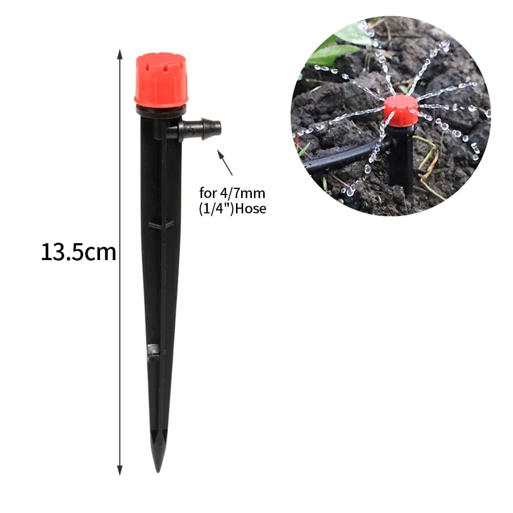 Dripper Tancap 8 Lubang Adjustable Stik Irigasi Tetes Selang 4/7mm Spray Sprinkler Penyiram Tanaman Otomatis