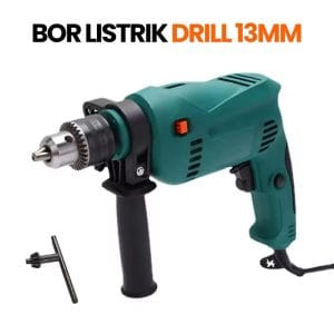 Mesin Bor Impact Drill 13mm Bor Beton Besi Kayu 650W Waterpass Set