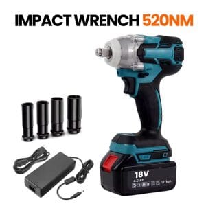 Impact Wrench Brushless 3 in 1 Cordless Torsi Super 520 Nm Mesin Bor Obeng & Kunci Pas Listrik