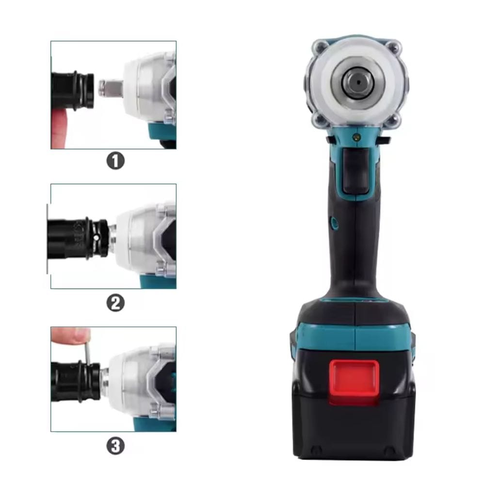 Impact Wrench Brushless 3 in 1 Cordless Torsi Super 520 Nm Mesin Bor Obeng & Kunci Pas Listrik - Gambar 3
