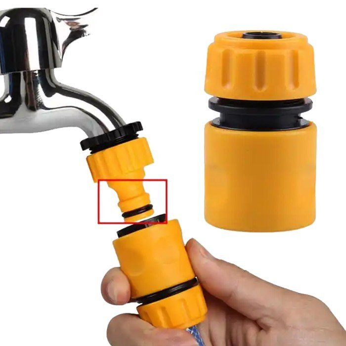 Konektor Selang Air 1/2 Inch Quick Release Fast Connector Sambungan Klik Selang Taman Cuci Mobil 16mm Anti Bocor - Gambar 5