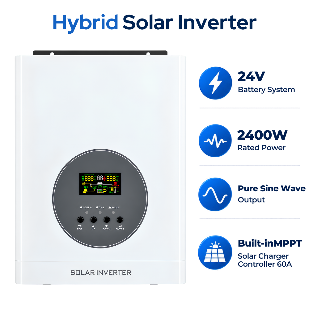 Solar Inverter Hybrid Low Frequency 24V 2400W MPPT 60A
