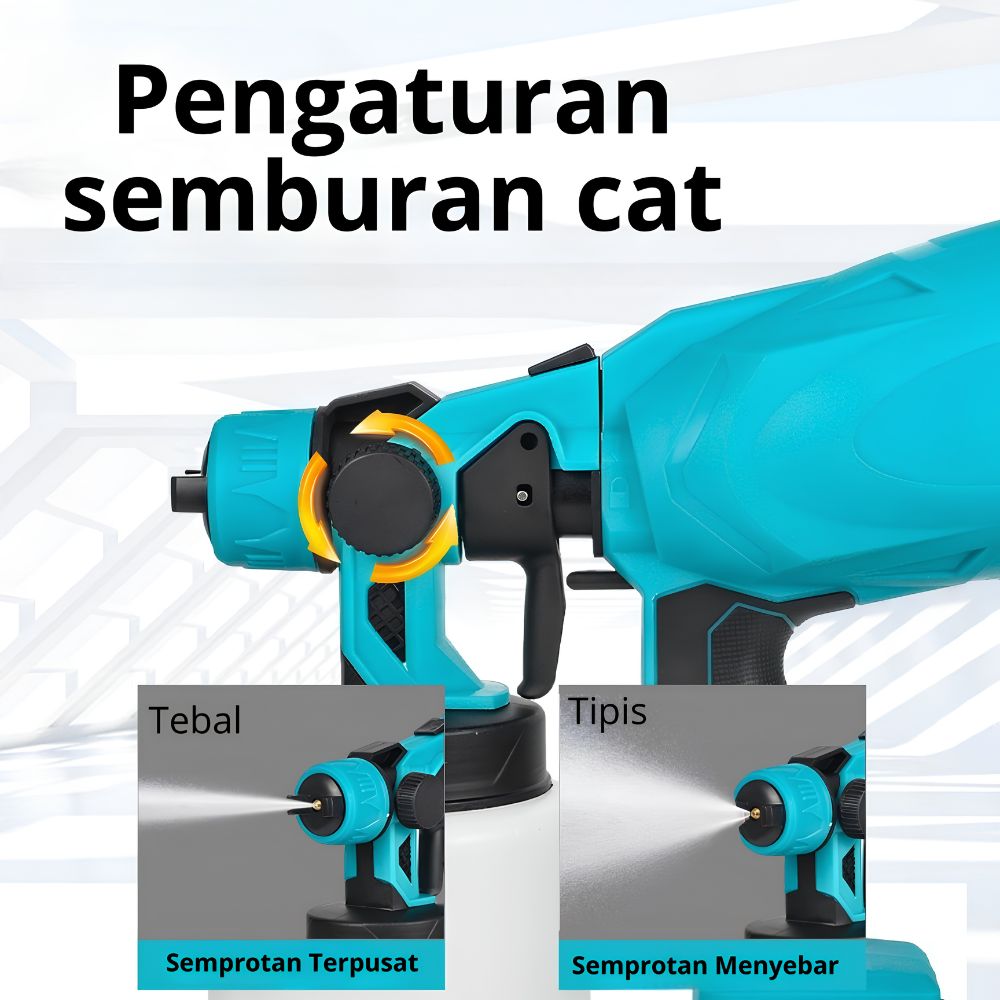 Mesin Semprot Cat Baterai Cordless 800W 21V Set 2 Baterai Tabung Cat 800ml - Gambar 3