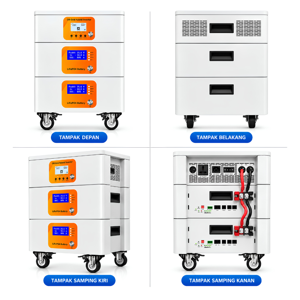 Hybrid Solar Inverter 24V 3600W All-in-One + LiFePO4 3.84kWh - 7.68kWh - Gambar 4