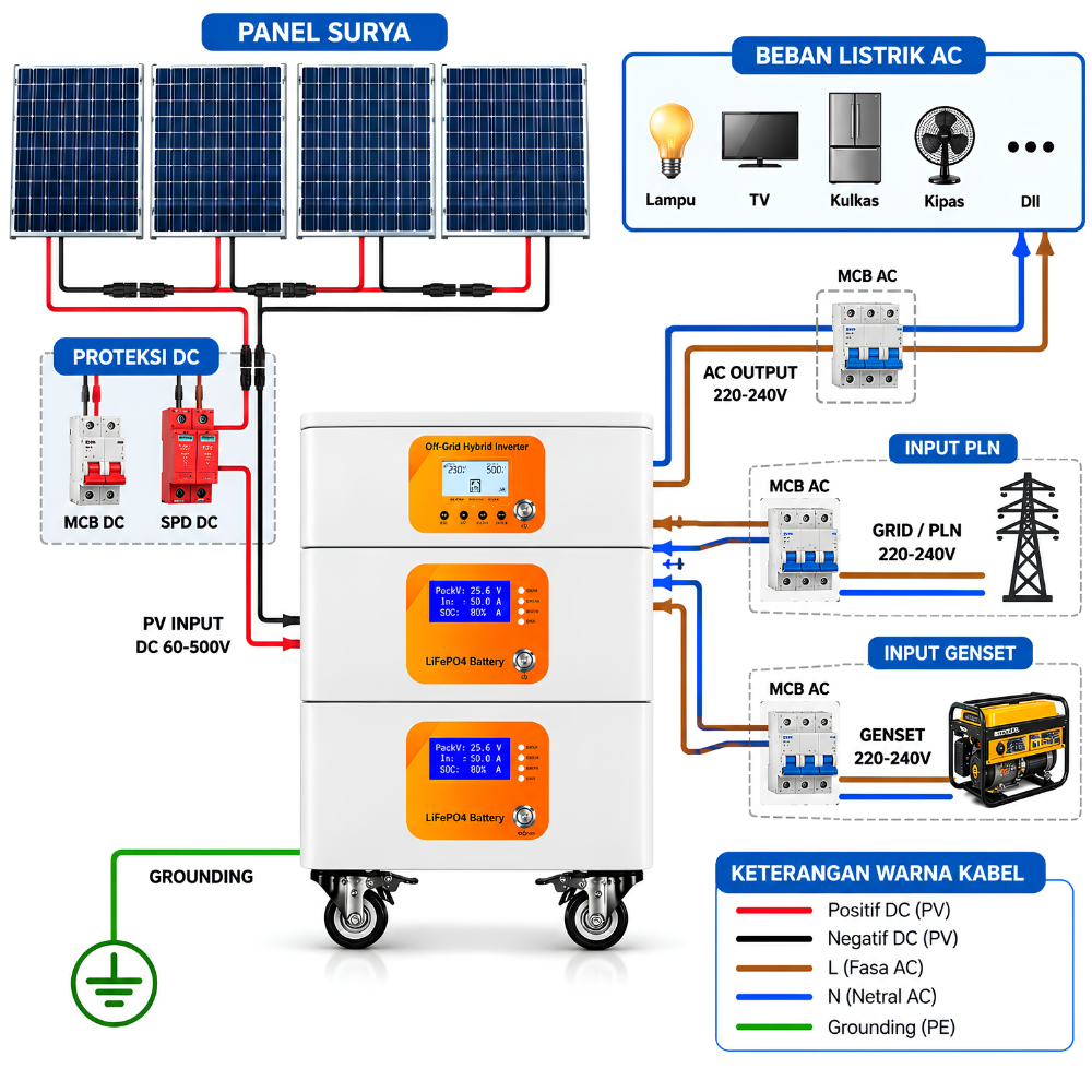 Hybrid Solar Inverter 24V 3600W All-in-One + LiFePO4 3.84kWh - 7.68kWh - Gambar 5
