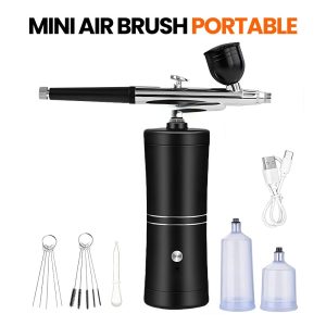 Airbrush Mini Portable Baterai 1200mAh Nozzle 0.3mm Alat Detailing Motor Nail Art