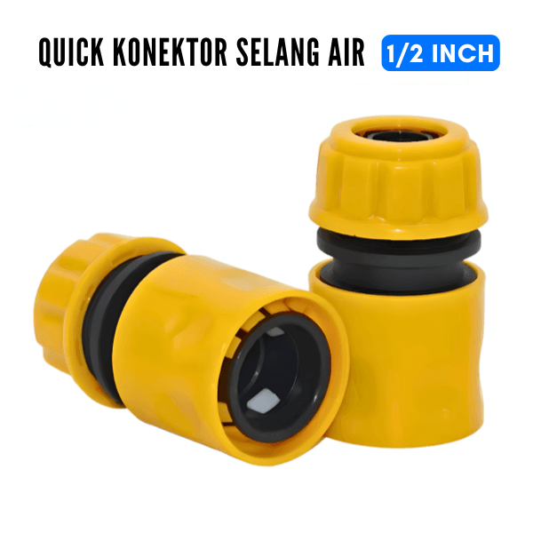 Konektor Selang Air 1/2 Inch Quick Release Fast Connector Sambungan Klik Selang Taman Cuci Mobil 16mm Anti Bocor