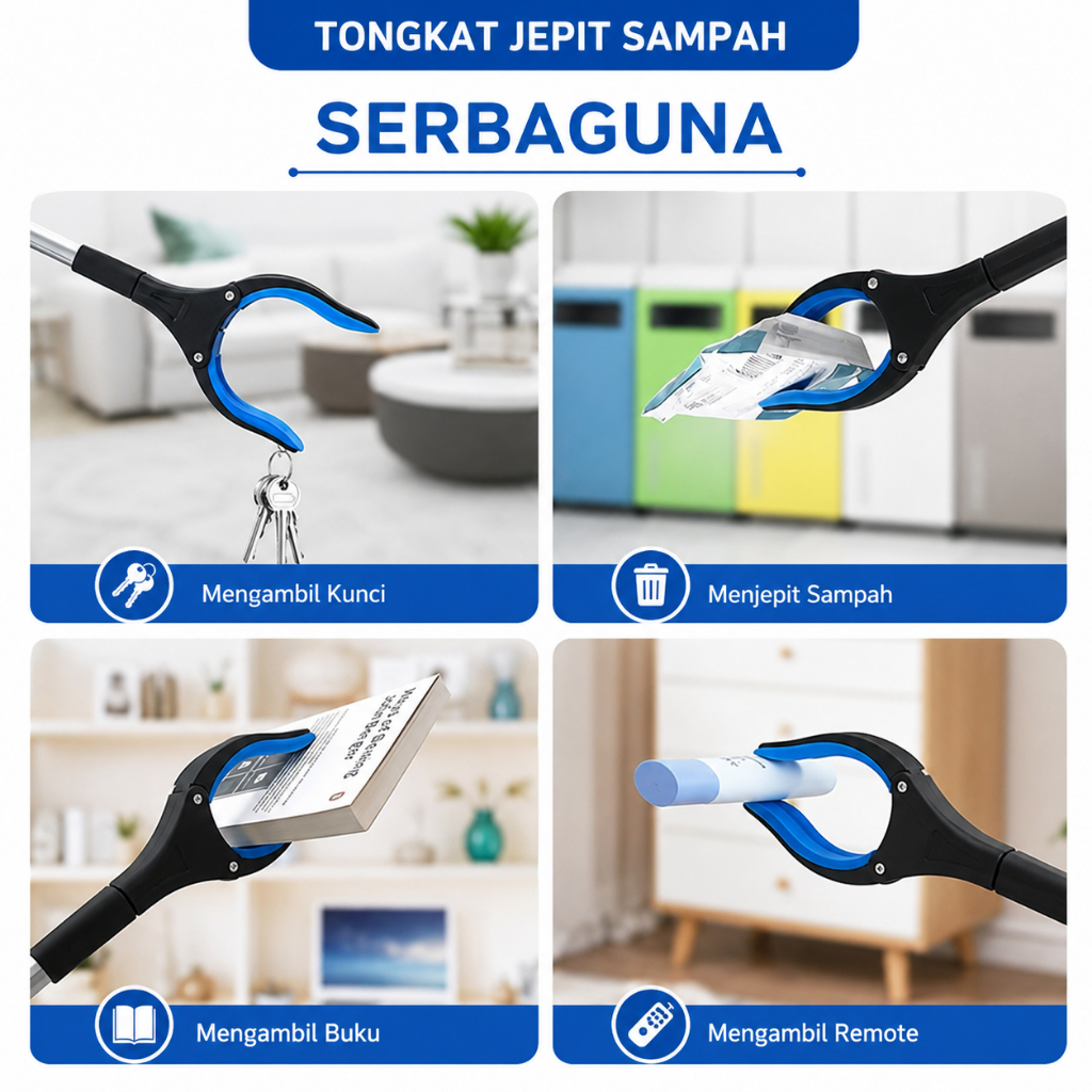 Tongkat Jepit Sampah Grab Stick Stainless Alat Bantu Jemur Baju - Gambar 5