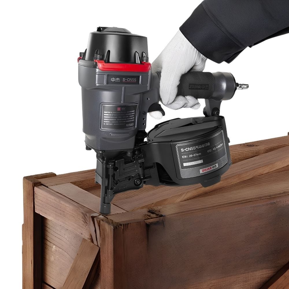 Mesin Paku Tembak Angin Coil Nailer CN55 ZOJAR Paku 25-57mm Peti Palet Kayu - Gambar 6