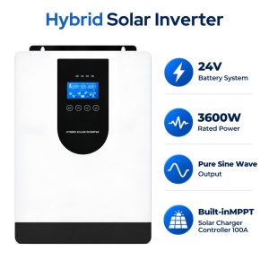 Solar Inverter Hybrid 24V 3600W MPPT 100A 40-500VDC Pure Sine Wave