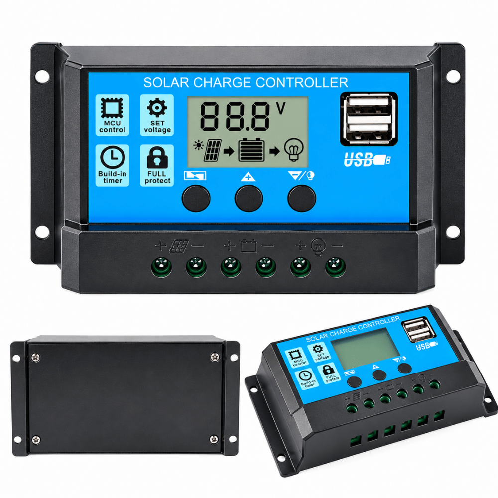 Solar Charge Controller 10A 20A 30A PWM 12V 24V LCD USB Dual USB Panel Surya - Gambar 3
