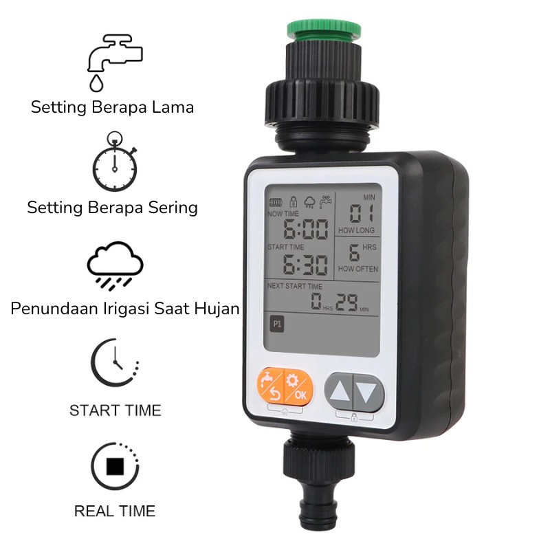 Digital Water Timer Kran Irigasi Otomatis Sensor Hujan Otomatis Penyiram Tanaman Kebun